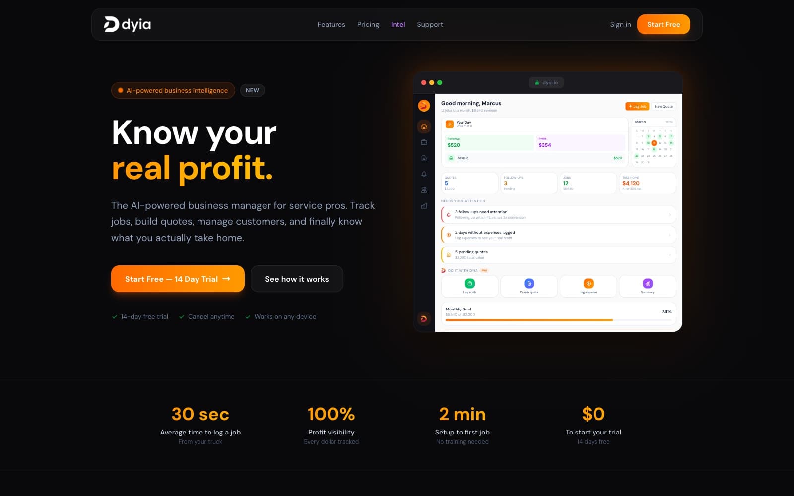 Dyia — An AI business operating system for the trades.